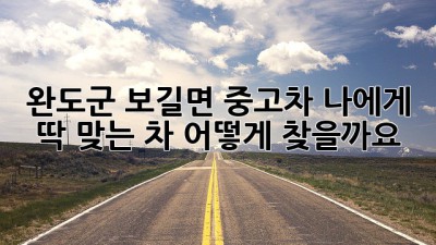 완도군 보길면 중고차: 나에게 딱 맞는 차, 어떻게 찾을까요?